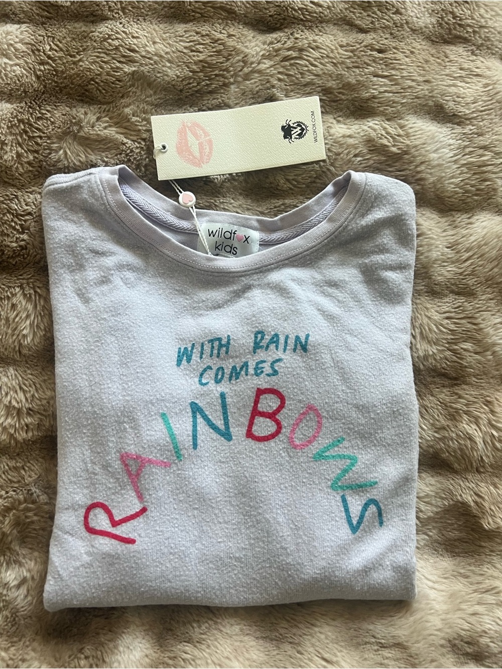 Wildfox Kids Lavender Crewneck Tee with Pink Heart Logo